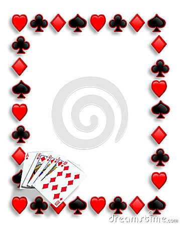 Cards poker border royal flush Stock Photo