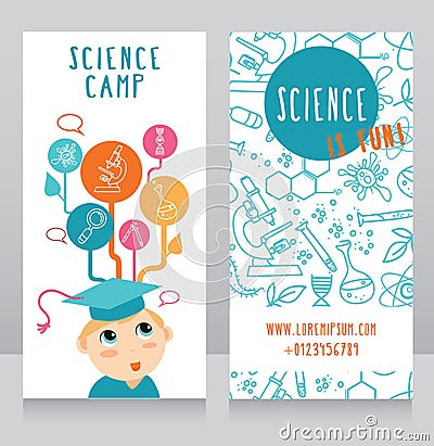 Cards for science camp Vector Illustration