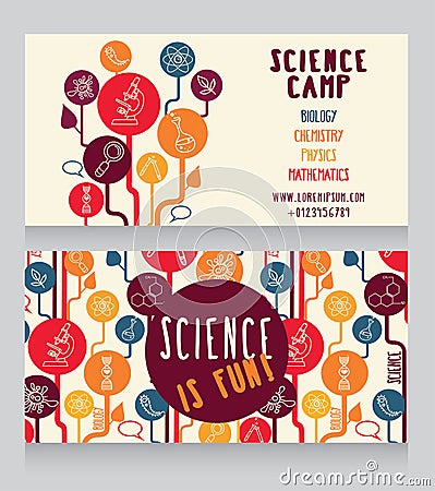 cards template for science camp Vector Illustration
