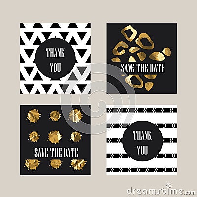 Cards with a trendy hipster print Vector Illustration