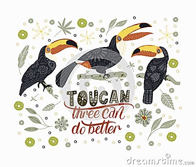 Bright bird Toucan. Vector. Vector Illustration