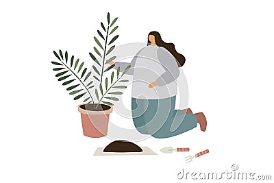 Care and cultivation of indoor plants. Vector Illustration