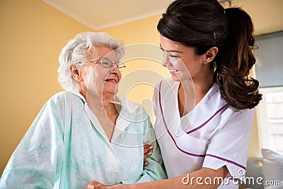 Care of the elderly at nursing home Stock Photo