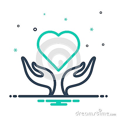 Mix icon for Care, responsibility and safekeeping Vector Illustration