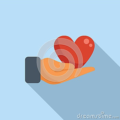 Care love hand icon flat vector. Person coping skills Stock Photo