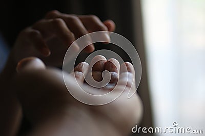 Care for others concept with background of two helping hands. Stock Photo