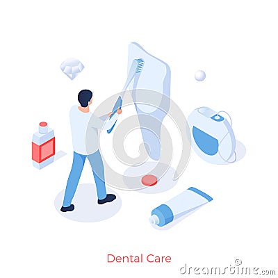 Care and prophylaxis of dental. Stomatology of oral cavity and removal calculus Vector Illustration