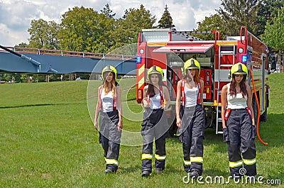 Career as fire woman Stock Photo
