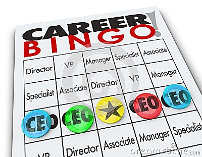 Career Bingo Chips CEO Chief Executive Officer Position Stock Photo