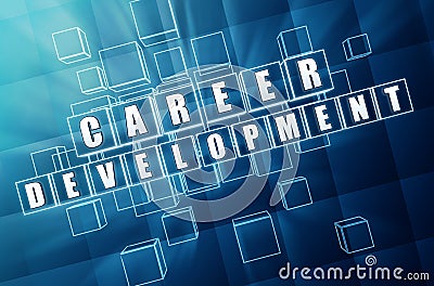 Career development in blue glass cubes Stock Photo