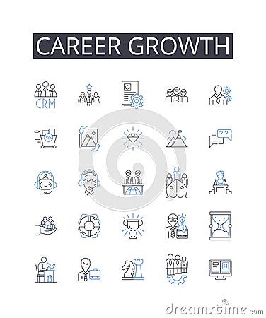 Career growth line icons collection. Professional development, Personal success, Job advancement, Employment progress Vector Illustration