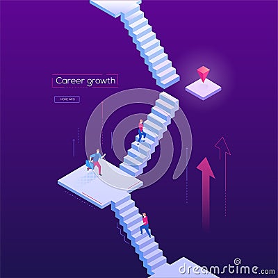 Career growth - modern isometric vector web banner Vector Illustration