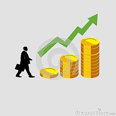 Career growth. Money. Vector illustration. EPS 10 Cartoon Illustration