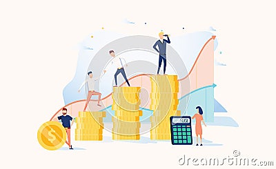 Career growth to success. Business people. Vector illustration. Achievement concept. Financial wealth and work promotion Vector Illustration