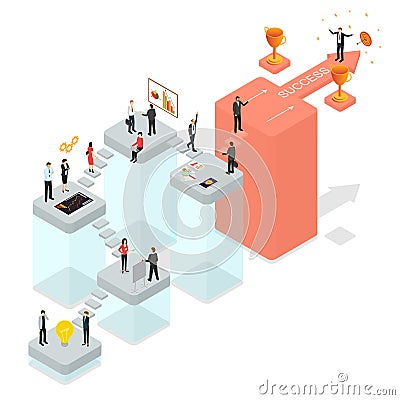 Career Ladder Concept 3d Isometric View. Vector Vector Illustration