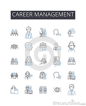 Career management line icons collection. Job development, Work progress, Employment strategy, Professional planning Vector Illustration