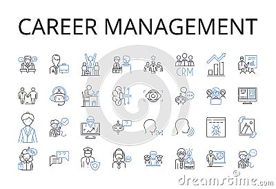 Career management line icons collection. Job development, Work progress, Employment strategy, Professional planning Vector Illustration