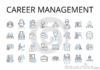 Career management line icons collection. Job development, Work progress, Employment strategy, Professional planning Vector Illustration