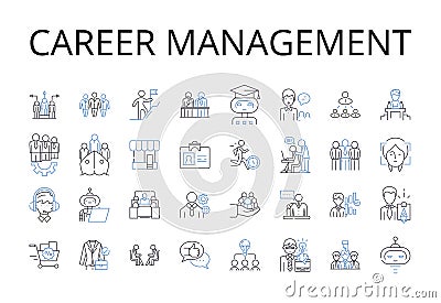 Career management line icons collection. Job development, Work progress, Employment strategy, Professional planning Vector Illustration