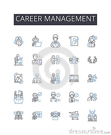 Career management line icons collection. Salary, Earnings, Revenue, Profit, Wage, Compensation, Remuneration vector and Vector Illustration
