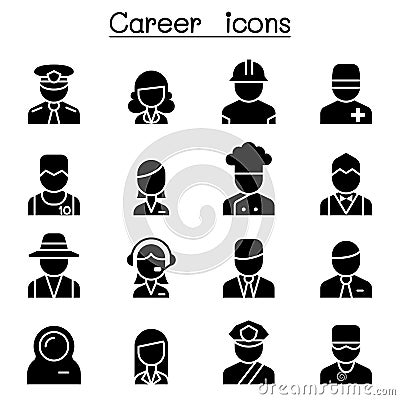 Career, Occupation, Profession icon set Vector Illustration