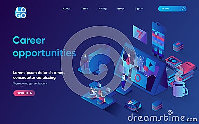 Career opportunities concept 3d isometric web landing page. Cartoon Illustration