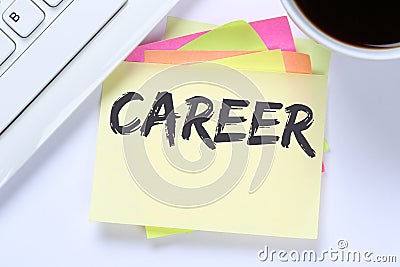 Career opportunities goals success and development business desk Stock Photo