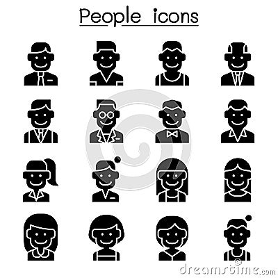 Career, Profession, Occupation & People icon set in thin line st Vector Illustration