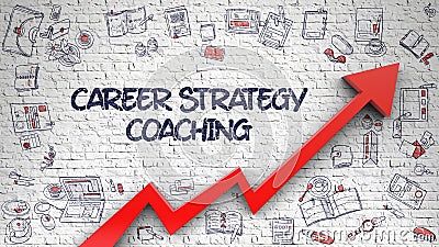 Career Strategy Coaching Drawn on White Wall. Stock Photo