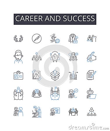 Career and success line icons collection. Profession, Occupation, Job, Vocation, Calling, Trade, Work vector and linear Vector Illustration