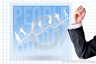 Career training and development concept with businessman hand and graph chart Stock Photo