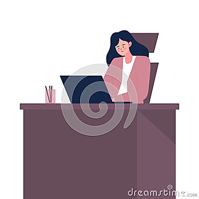 Career woman or Business Woman, Equality, Freedom, Civil Rights, Independence Concept. Flat design characters office workers sitti Vector Illustration