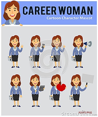 Career Woman Cartoon Character Mascot Vector Illustration