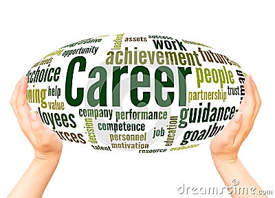 Career word cloud hand sphere concept Stock Photo