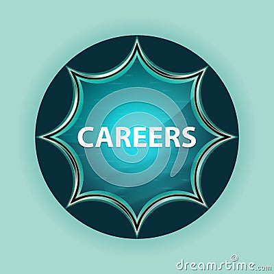 Careers magical glassy sunburst blue button sky blue background Stock Photo