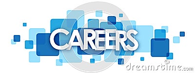 CAREERS blue overlapping squares banner Stock Photo