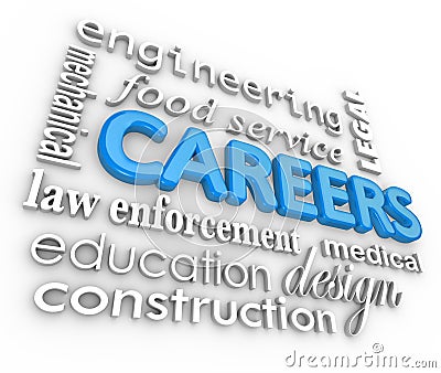 Careers Word Background Jobs 3d Choose Profession Royalty Free Stock