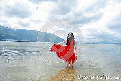 Carefree beauty enjoy free time, healthy living concept, pure happiness and freedom Stock Photo