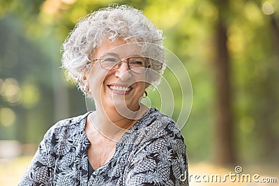 Carefree elderly woman Stock Photo