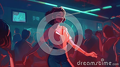 A person dances in a club swaying to the beat and letting go of inhibitions created with Generative AI Stock Photo