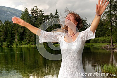 Carefree Twirling Stock Photo