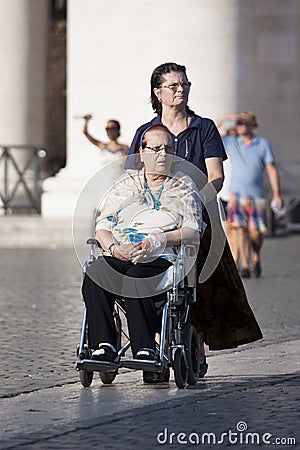 Caregiver and disabled lady Editorial Stock Photo