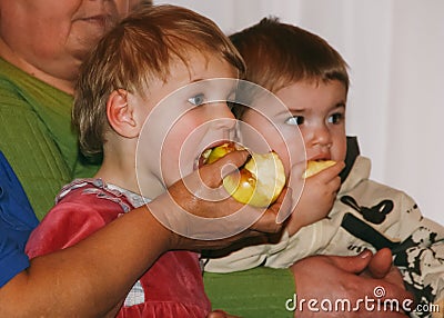 Caregiver and little orphan children Editorial Stock Photo