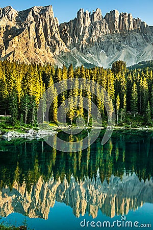 Carezza lake, Val di fassa, Dolomites, Alps, Italy Stock Photo