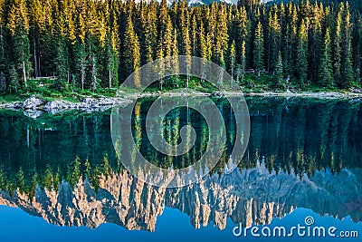 Carezza lake, Val di fassa, Dolomites, Alps, Italy Stock Photo