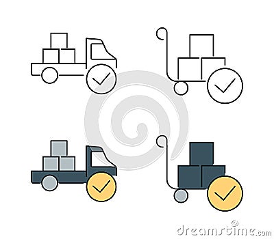 Cargo complete outline and filled outline icon Vector Illustration