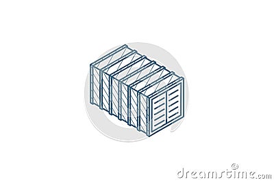 cargo container isometric icon. 3d line art technical drawing. Editable stroke vector Cartoon Illustration