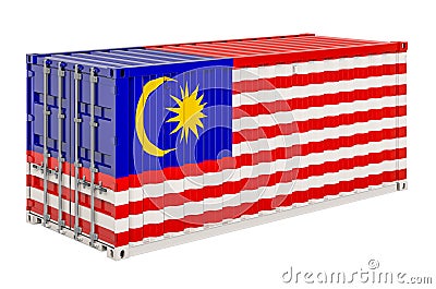Cargo container with Malaysian flag, 3d rendering Stock Photo