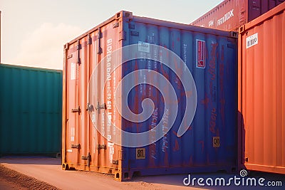 A cargo container. The Power of Containers. Exploring the World of Cargo and Storage. Generative AI Stock Photo