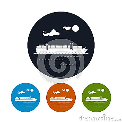 Cargo container ship icon, vector illustration Vector Illustration